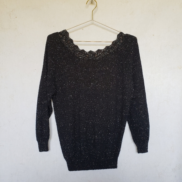 Vintage 80's S/M black rainbow sparkle sweater - Picture 1 of 6